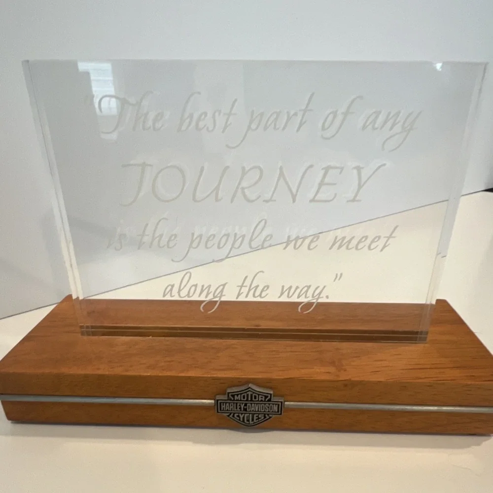Harley-Davidson Collectible Acrylic Picture Frame with Journey Quote Wood Base